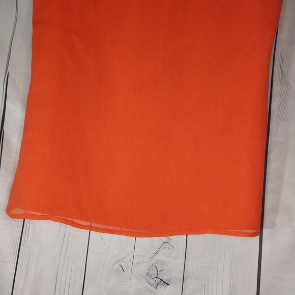 J.Crew Naomi Top Orange Lined Silk Sleeveless Ruffle Neck Blouse - Picture 11 of 14